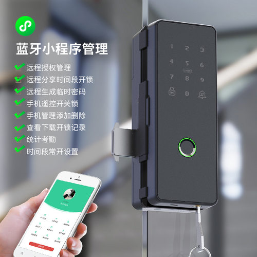 工厂直销涂鸦智能双开玻璃门wifi蓝牙智能锁门锁带机械钥匙指纹锁