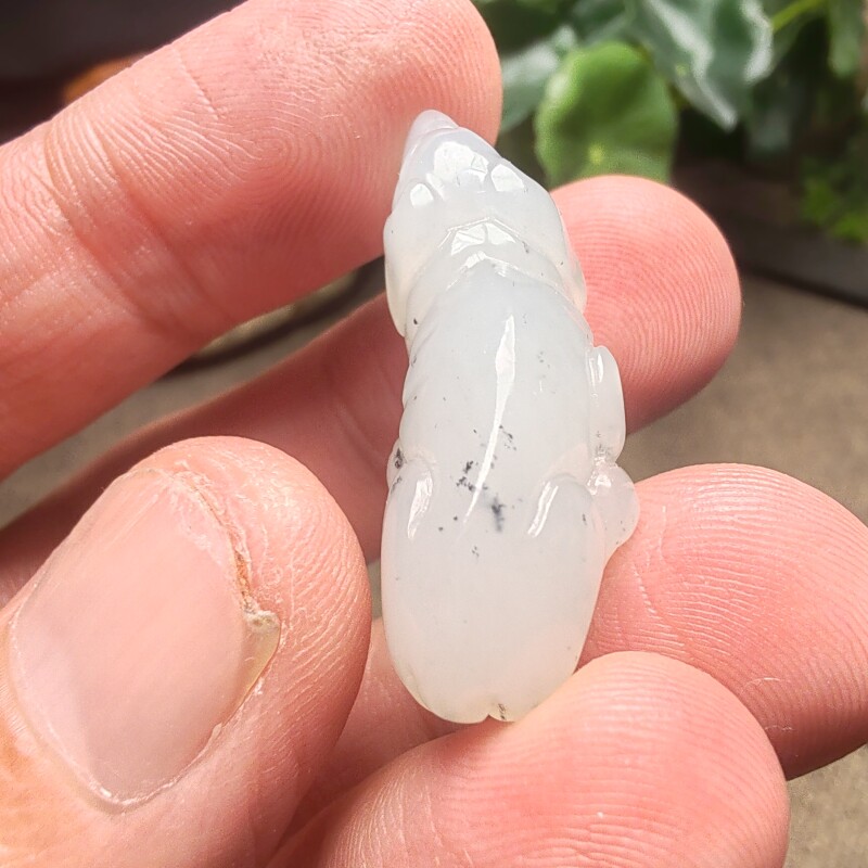 新疆和田玉籽料立体青花俏色狗旺财吊坠挂件男女款式