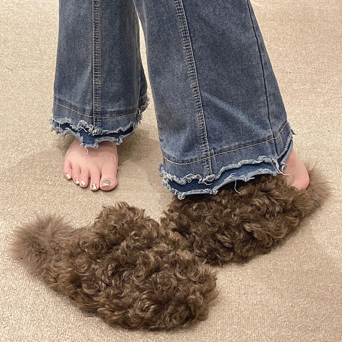 高级感毛毛鞋女冬季2025新款室内居家毛绒保暖软底防滑包头棉拖鞋