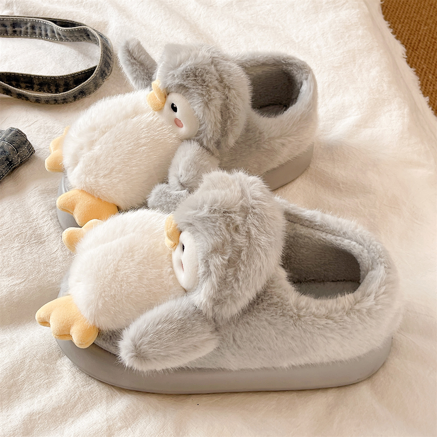 可爱卡通企鹅包跟棉拖鞋