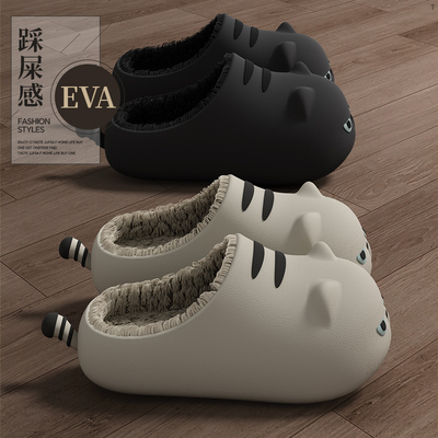 可爱小猫咪加绒保暖防水棉拖鞋