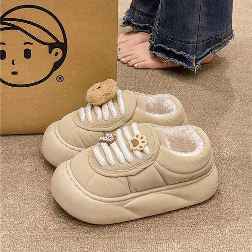 可爱小狗鞋带防水棉鞋