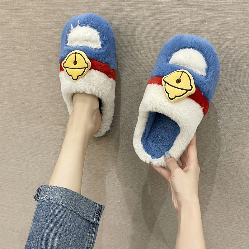 卡通叮当猫棉拖鞋女秋冬季居家