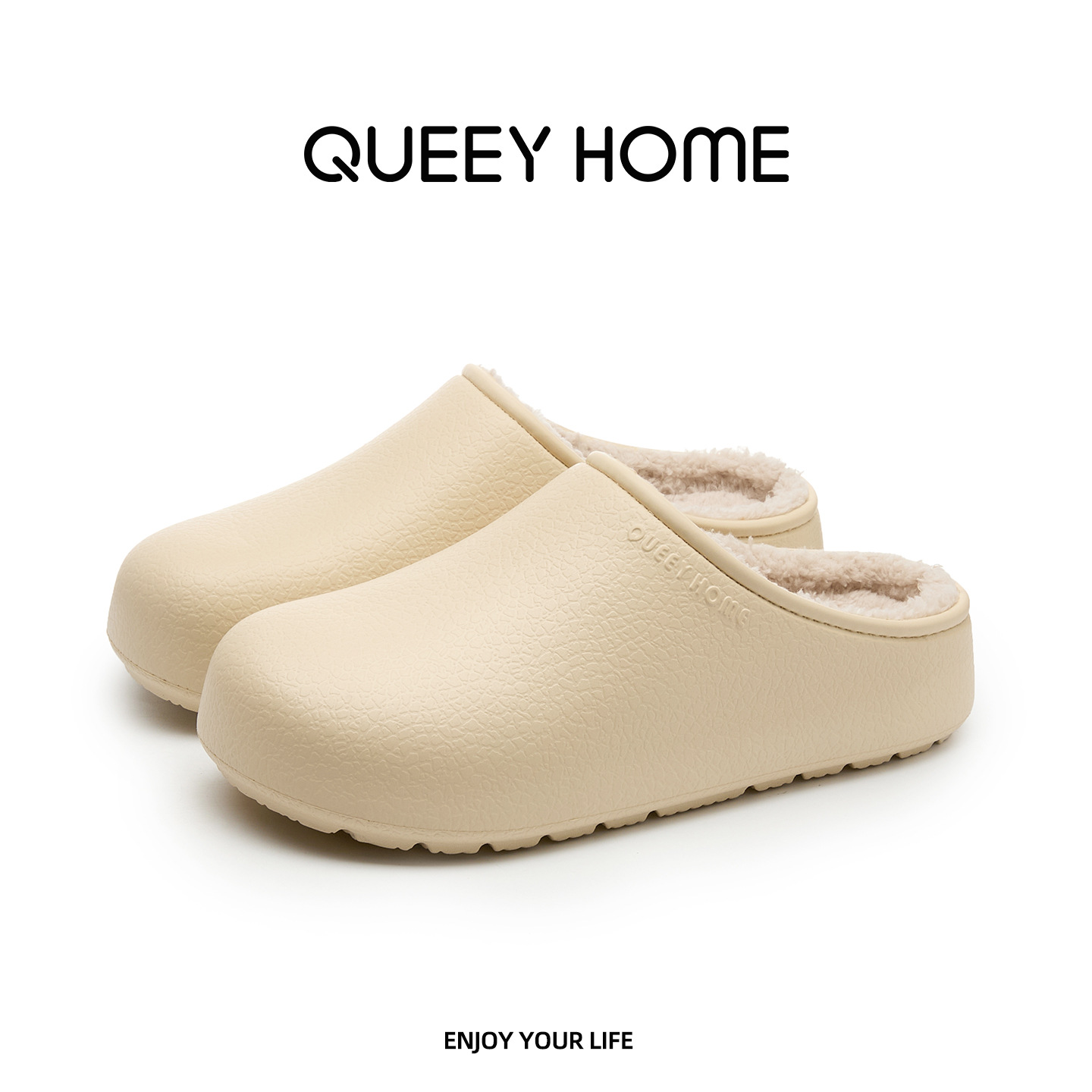 时尚百搭加绒保暖防水包头棉拖鞋