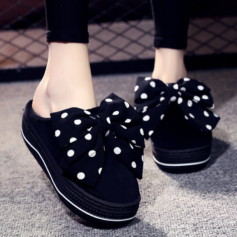 室内外穿增高跟棉拖鞋女秋冬厚底防滑松糕防水甜美蝴蝶结毛毛月子,女鞋,毛毛鞋,淘宝优惠券,粉丝福利购,淘宝优惠卷