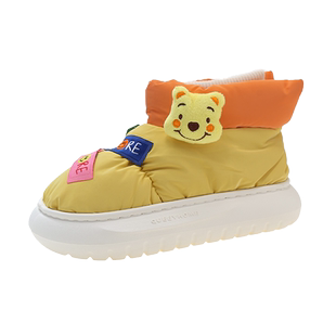 可爱羽绒布防水厚底棉拖鞋女冬季卡通防滑加绒保暖包跟外穿雪地靴