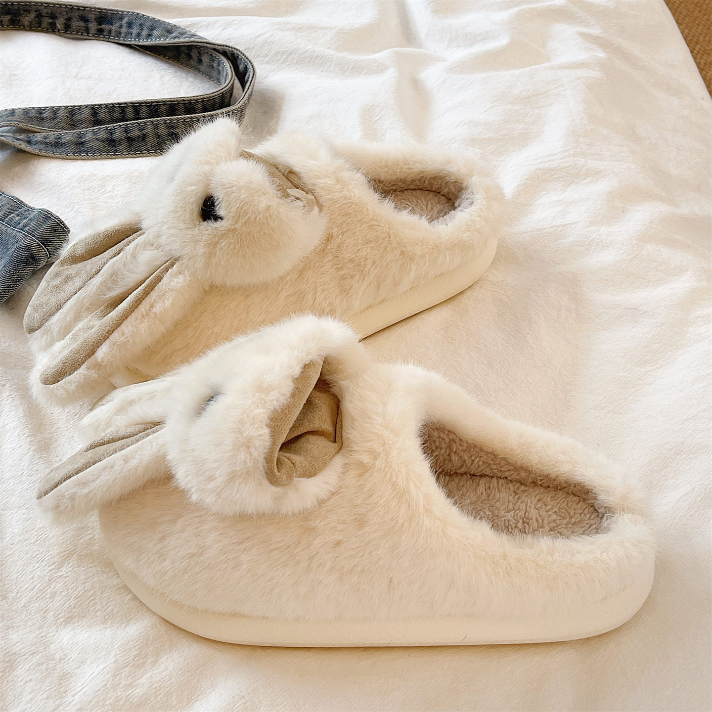 厚底毛毛拖鞋女冬季毛绒保暖卡通可爱兔子居家室内防滑包头棉拖鞋,女鞋,毛毛鞋,淘宝优惠券,粉丝福利购,淘宝优惠卷