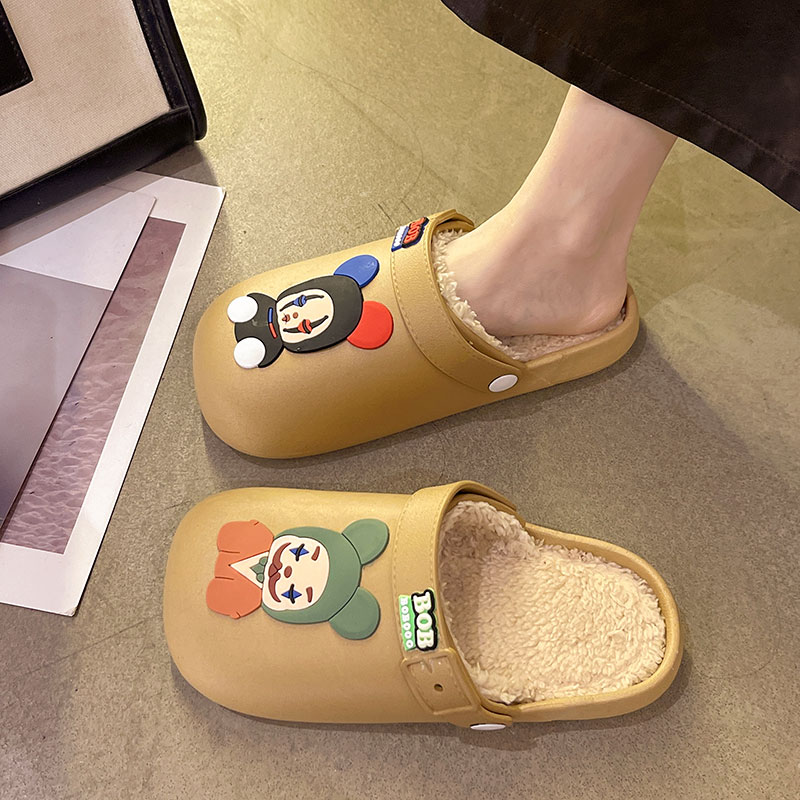 可爱卡通小丑防水棉拖鞋