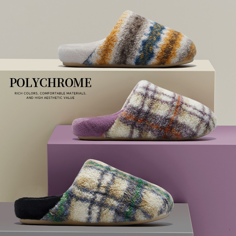 厚底防滑加绒保暖情侣毛毛拖鞋