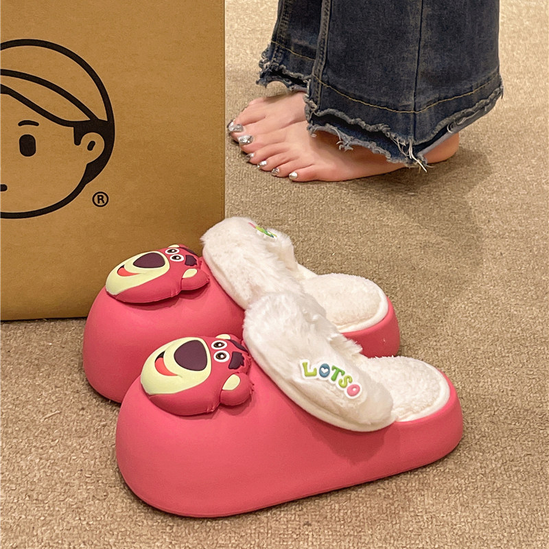 防水棉拖鞋女款冬季外穿可爱小熊室内居家加绒保暖可拆卸毛毛拖鞋,女鞋,毛毛鞋,淘宝优惠券,粉丝福利购,淘宝优惠卷