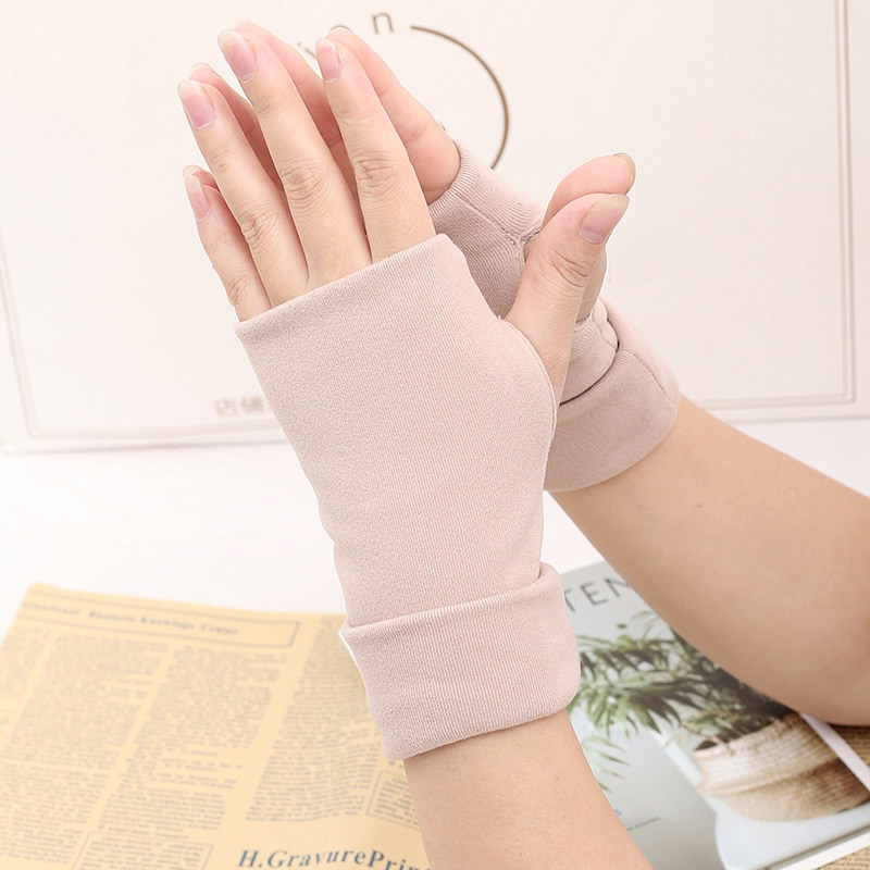 保暖手套冬季加绒加厚女半指学生