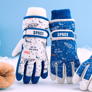 儿童滑雪手套男童3到6岁女童卡通小孩玩雪打雪仗防水加厚棉手套冬