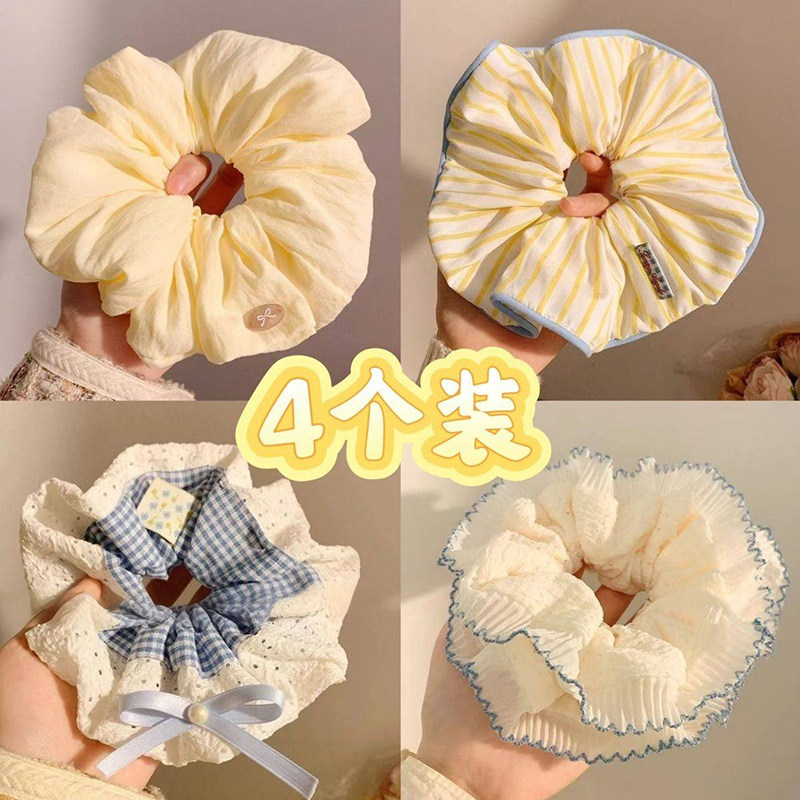 奶油超大法式简约气质云朵大肠发圈高级丸子头饰复古发圈发圈发饰