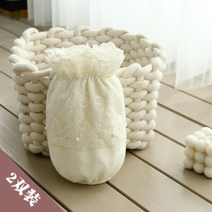 套短款 头办公室成人秋冬套袖 蕾丝女韩版 防污袖 羽绒服护袖 白色袖