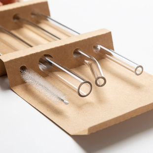 高硼硅透明玻璃吸管耐热耐用套装ins风弯头吸管防花口红果汁饮管