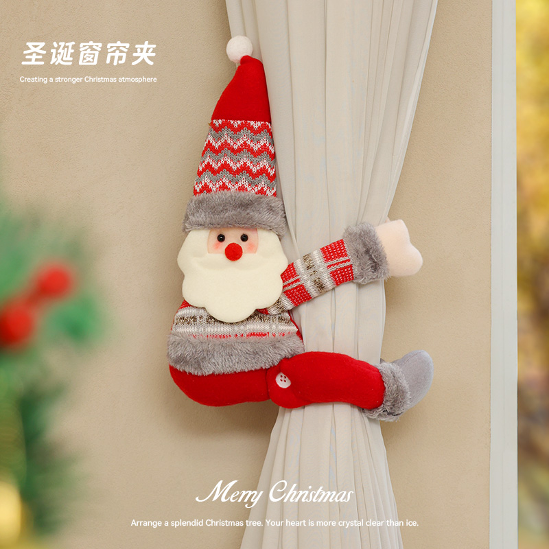 圣诞节装饰品居家窗帘扣新款雪人