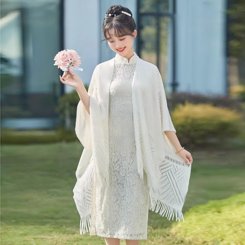 旗袍披肩外搭开衫斗篷长款流苏