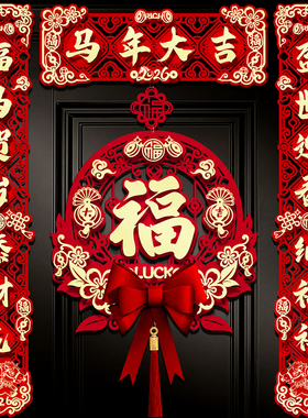 马年2026新款磁吸对联新年装饰家用春节春联过年福字门贴布置用品