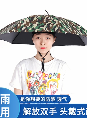 伞帽头戴雨伞帽子头戴式折叠太阳伞钓鱼户外防晒斗笠采茶遮阳环卫
