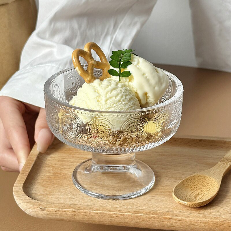 ins风冰淇淋球杯玻璃酸奶碗高脚甜品碗高颜值雪糕奶昔布丁慕斯杯