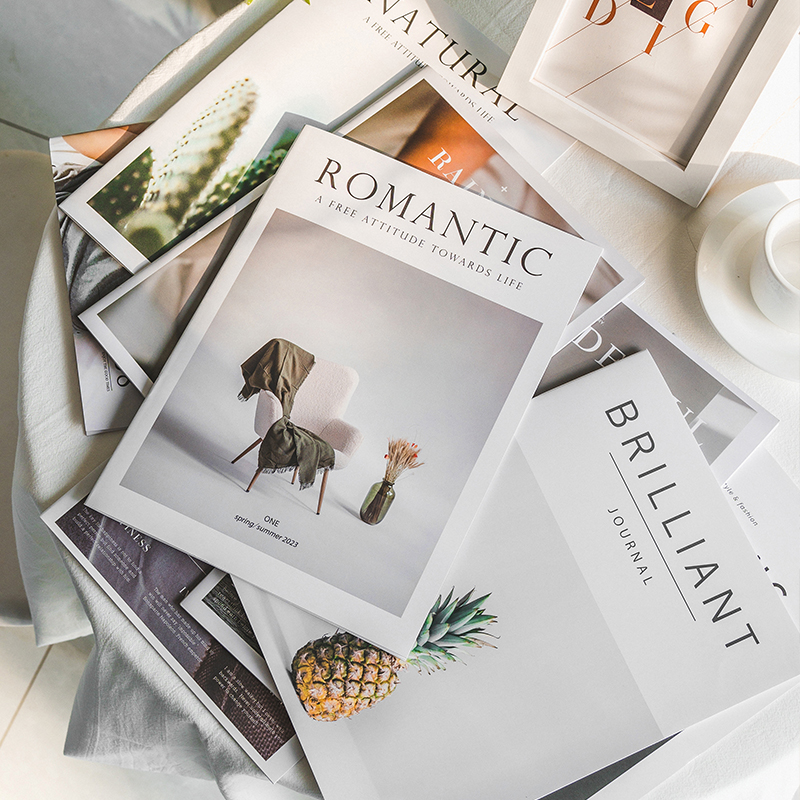 香彩简约英文杂志拍摄背景