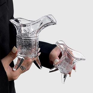 ins搞怪创意秦始皇奶茶杯玻璃杯帝王杯古代三足杯仿古爵杯酒杯子