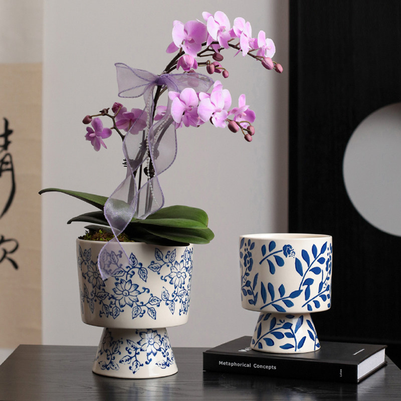 蝴蝶兰专用青花陶瓷花盆复古多肉兰花装饰水培绿植花卉佛手柑花盆,家居饰品,花盆,淘宝优惠券,粉丝福利购,淘宝优惠卷