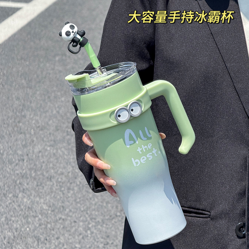 水杯保温杯女2025新款巨无霸大号大容量冰霸杯不锈钢带吸管保冷杯