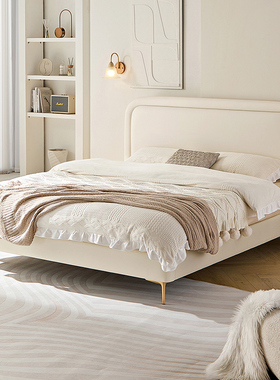 林氏KIDS家居白色法式奶油风双人床现代简约小户型软包主卧室大床