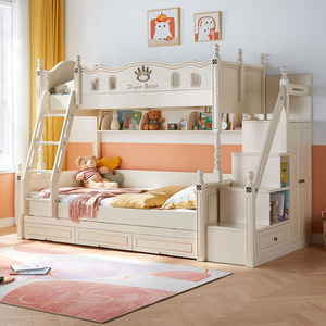 儿童高低床子母床拖床实木上下床现代简约木床小户型上下铺双层床