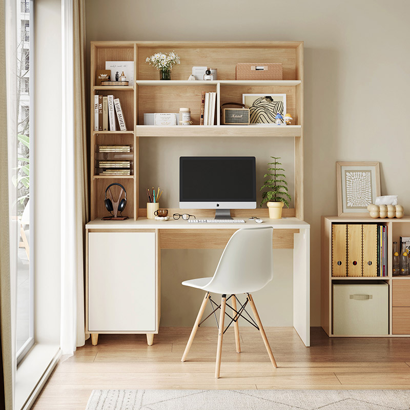 书桌书柜一体书架林氏家居