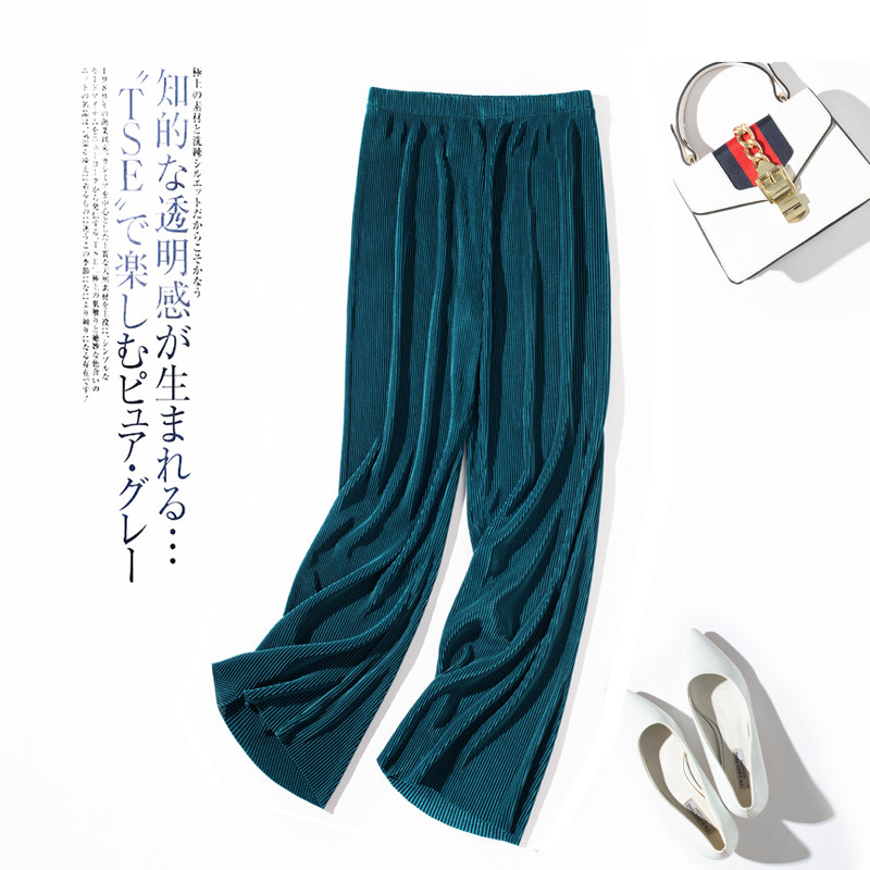 阔腿裤女高腰垂感夏薄款雪纺坠感显瘦直筒百褶宽松冰丝长裤拖地裤