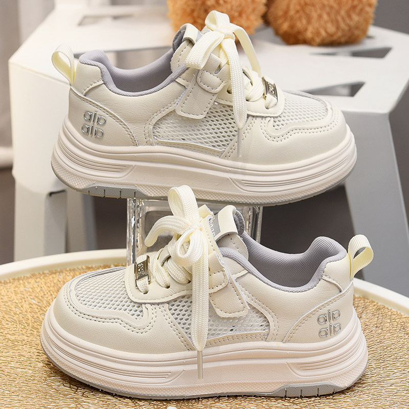 女童鞋子男童板鞋软底白色儿童休闲鞋2026夏季新款网面透气潮童鞋