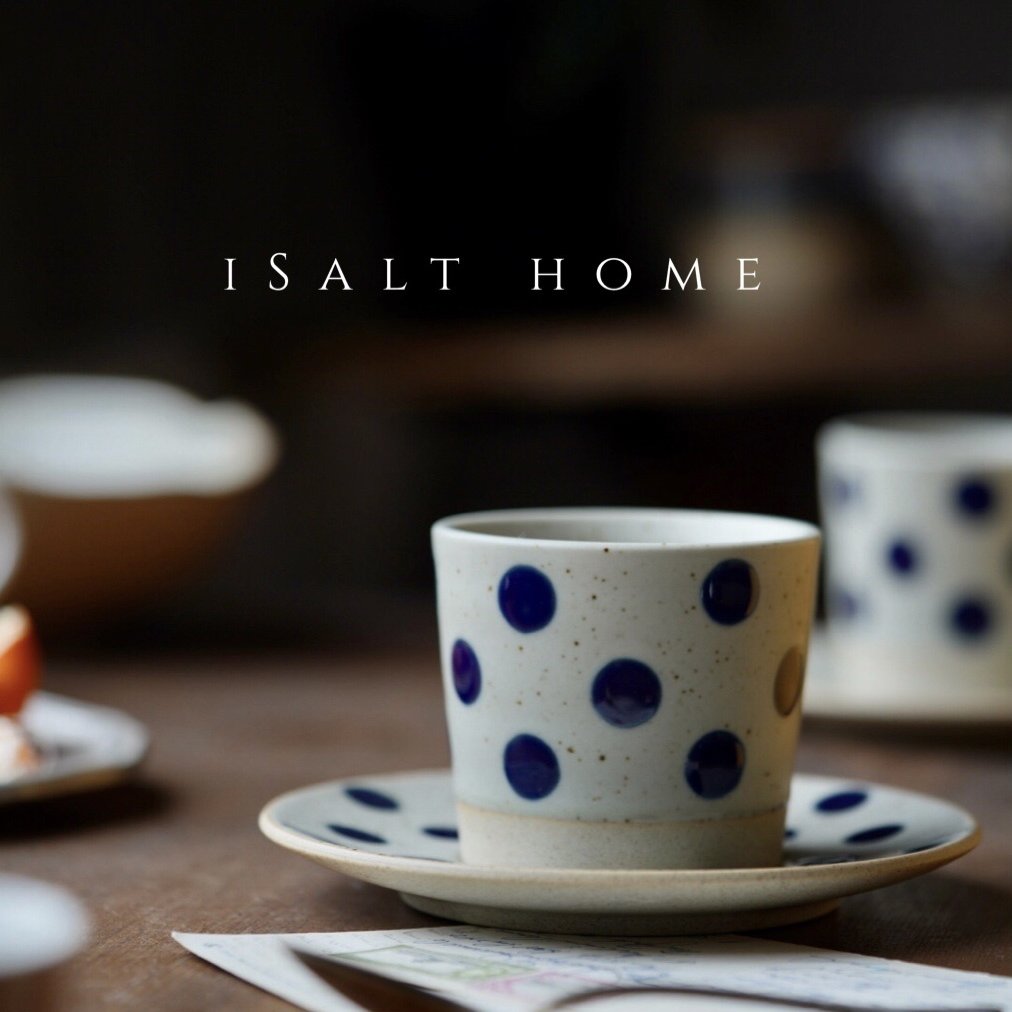 手作蓝宝石猪口杯.粗陶青花手绘波点咖啡拉花牛奶下午茶杯/出丹麦,餐饮具,咖啡杯,淘宝优惠券,粉丝福利购,淘宝优惠卷