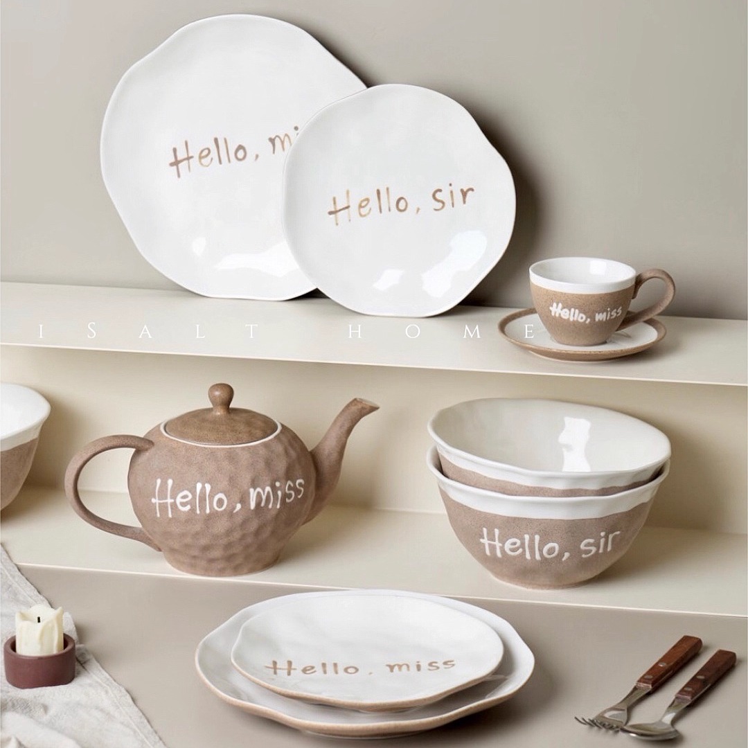 ins风北欧粗陶复古餐具碗盘杯壶