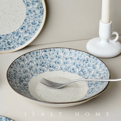 大汤碗粗陶青花手绘汤盘碗