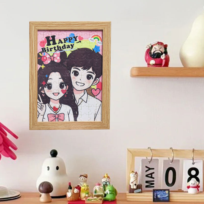 儿童礼物生日照片拼图定制情侣相框儿童照片打印国庆中秋教师节学生送男女老师diy手工节日礼物成人结婚手绘