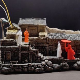 迷你紫霞仙子国风小摆件微缩人物江湖故人微景观盆景寒江孤影