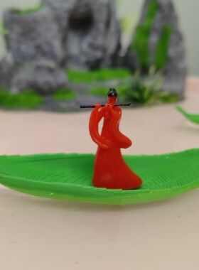 鱼缸造景小摆件树独木舟漂浮乌篷船假微景观水陆缸院盆景绿树叶子