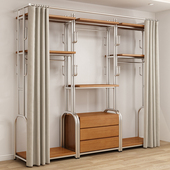 开放式 衣柜铁艺步入式 衣架落地卧室衣橱loft金属衣帽间置物架帘子