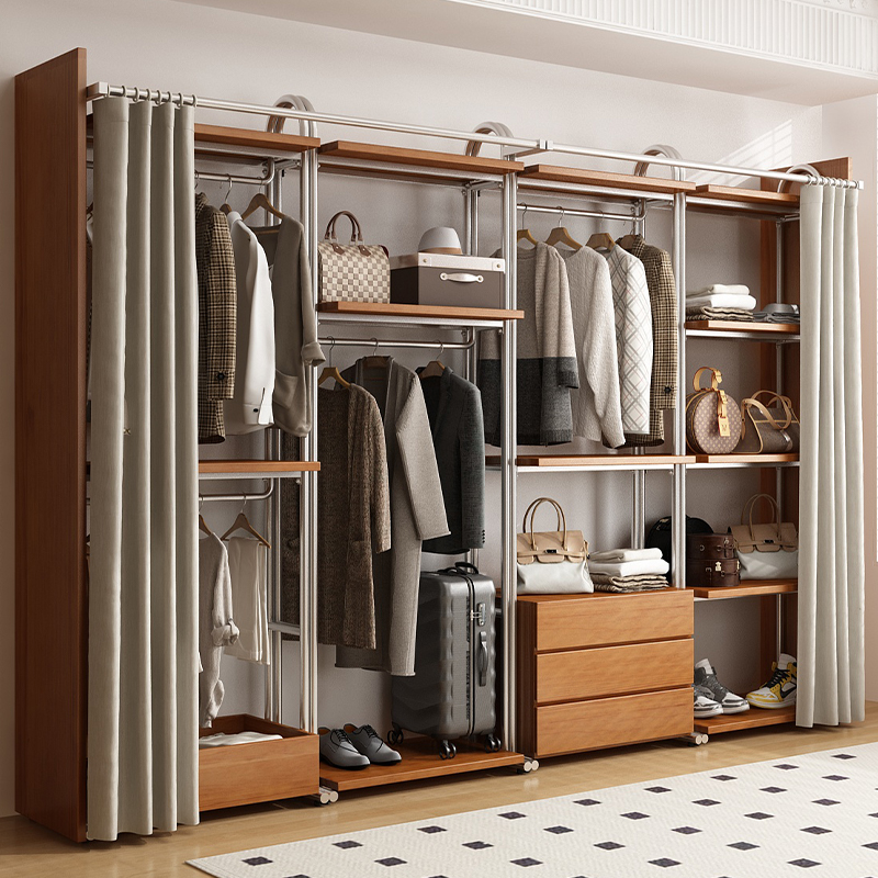 2025年新款开放式衣柜铁艺步入式衣架落地卧室金属衣帽间置物架子