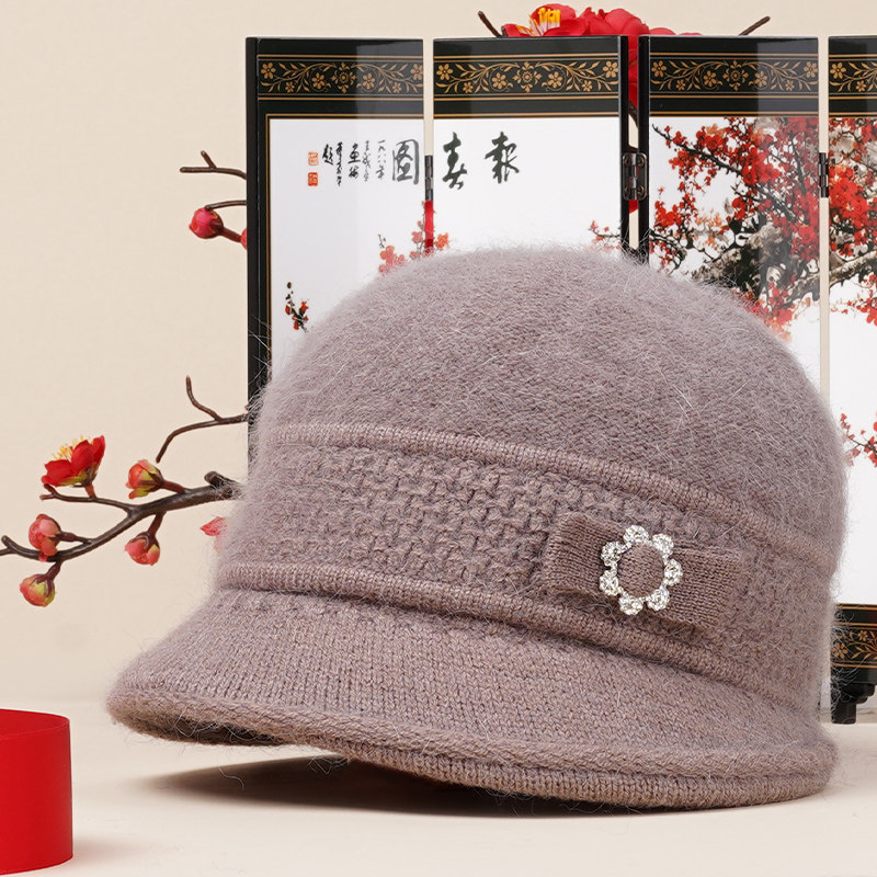 中老年人帽子女秋冬妈妈婆婆百搭老人奶奶冬季加绒加厚保暖毛线帽