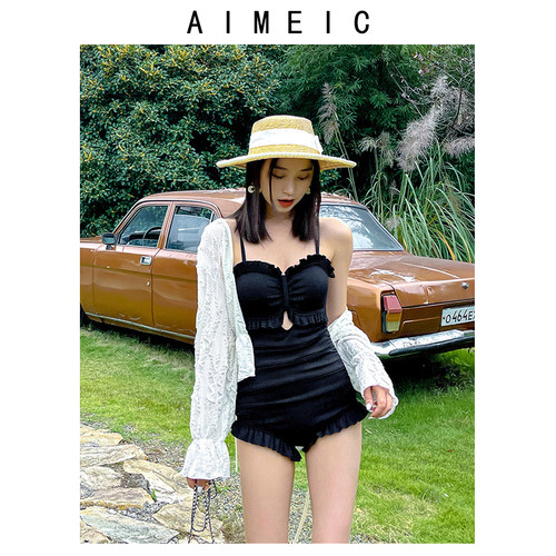 aimeic温泉度假泳衣吊带女