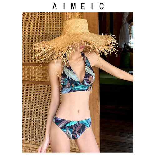 aimeic新款三角比基尼泳衣挂脖