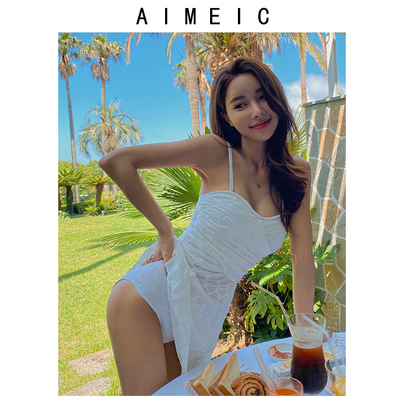 aimeic蕾丝性感裙式连体泳衣裙式