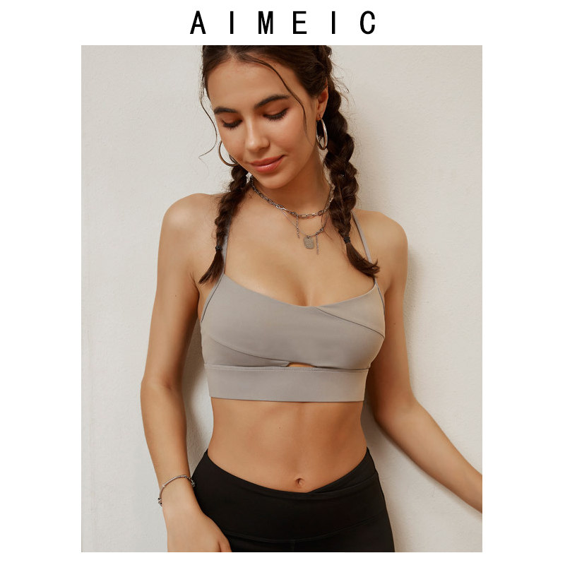 aimeic女子细肩带外穿运动文胸