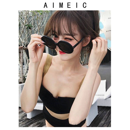 AIMEIC露背泳衣女新款遮肚显瘦高腰性感比基尼分体大胸MM温泉泳装