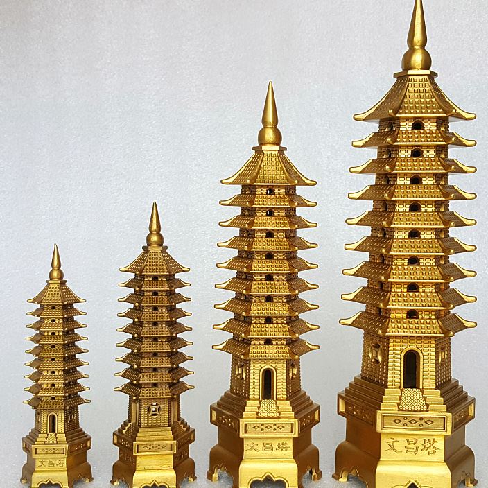纯铜文昌塔摆件 佛塔 宝塔 文峰塔 铜器工艺品 铜像定制 舍利塔