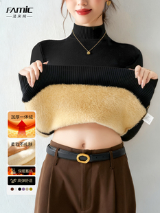 打底衫女秋冬高级感内搭2025新款黑色加绒加厚针织半高领长袖毛衣