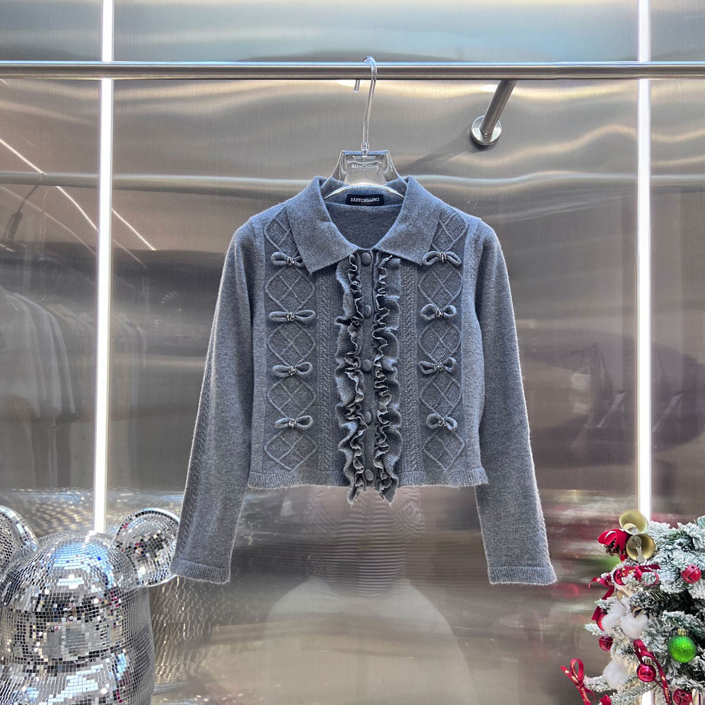 XIWA欧洲站新品法式名媛风立体蝴蝶结长袖上衣装饰花边针织开衫女,女装/女士精品,毛针织衫,淘宝优惠券,粉丝福利购,淘宝优惠卷